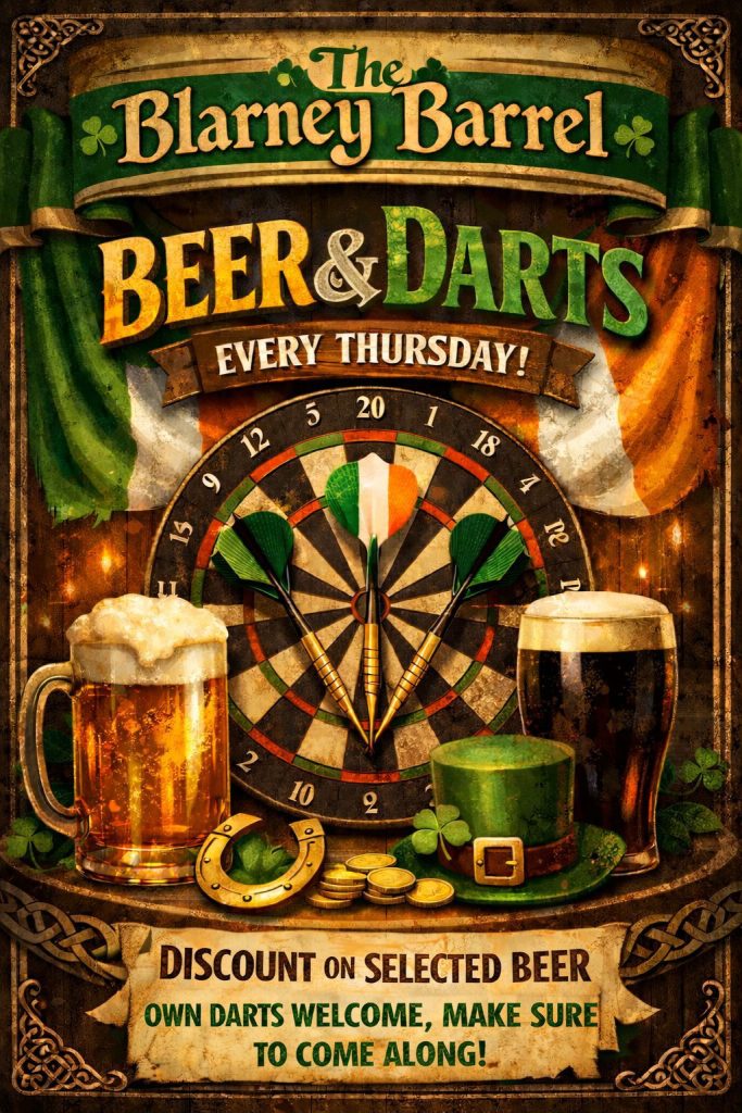 Beer & Darts every Thursday